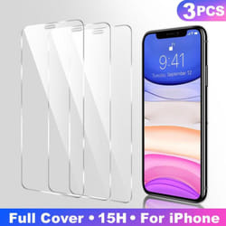 3Pcs Tempered glass iPhone 14 Plus 13 Pro Max 12 15 16 16e Pro Mini 11 Pro Max X XR XS Max 6 6s 7 8 Plus SE Screen Protector Film Curved