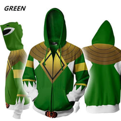 Men Women Sweatshirt Power Samurai Rangers Cosplay Hoodie Costume Superhero Cosplay Halloween Party Streetwear Tops - green, XL