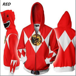 Men Women Sweatshirt Power Samurai Rangers Cosplay Hoodie Costume Superhero Cosplay Halloween Party Streetwear Tops - red, XXXL
