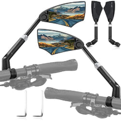 Bicycle Mirror Retractable & 360 Adjustable - Rear View Mirror Bicycle Anti-Glare for Ebikes MTB Road Bike - Left & Right