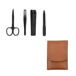 4pcs/Set Xiaomi Manicure Cutters Nail Clipper Set Household Stainless Steel Ear Spoon Nail Clippers Pedicure Nail Scissors Tool - brown