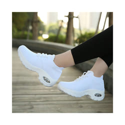 Women's Air Cushion Slip-On Sport Shoes Breathable Mesh Walking Running Sneakers - White, 41=UK7=US 9
