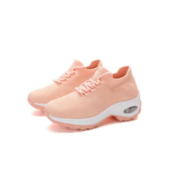 Women's Air Cushion Slip-On Sport Shoes Breathable Mesh Walking Running Sneakers - Pink, 35=UK2.5=US 4.5