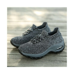 Women's Air Cushion Slip-On Sport Shoes Breathable Mesh Walking Running Sneakers - Grey, 39=UK5.5=US 7.5