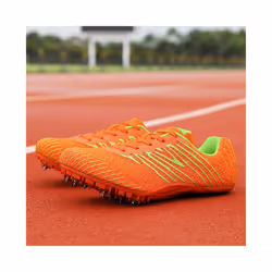 Men Durable Athletics Sneakers Running Spikes Non-Slip Gym Shoes Racing Trainers - Orange, UK 8.5