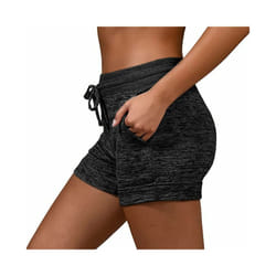 New Womens Elasticated Waist Hot Pants Ladies Casual Solid Stretch Beach Shorts - Black, XL