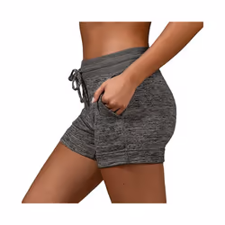 New Womens Elasticated Waist Hot Pants Ladies Casual Solid Stretch Beach Shorts - Dark Grey, M