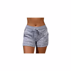 New Womens Elasticated Waist Hot Pants Ladies Casual Solid Stretch Beach Shorts - Light Grey, M