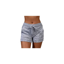 New Womens Elasticated Waist Hot Pants Ladies Casual Solid Stretch Beach Shorts - Light Grey, M