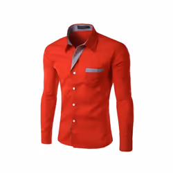 Fashion Men Shirts Long Sleeve Slim Fit Casual Dress T-Shirt Tops Blouse - Red, L