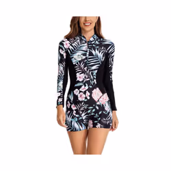 Women Surfing Swimsuit Sun Protection Swimwear Ladies Padded Long Sleeve Seaside - 2XL