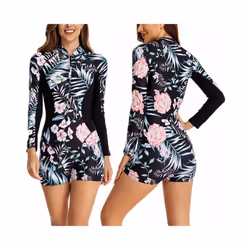 Women Surfing Swimsuit Sun Protection Swimwear Ladies Padded Long Sleeve Seaside - 2XL