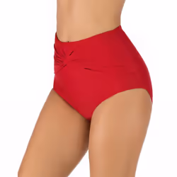 Women High Waisted Bikini Bottoms Swim Briefs Beach Shorts Twist Front Swimwear - Red, L