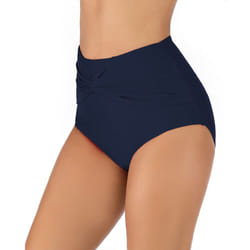 Women High Waisted Bikini Bottoms Swim Briefs Beach Shorts Twist Front Swimwear - Blue, XL