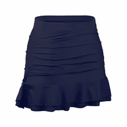 Women High Waist Swim Shorts Skirt Ruched Bikini Bottom Brief Beach Shorts Dress - Blue, Tag Size 2XL=UK Size 16