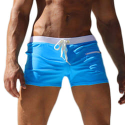 Men Swimming Shorts Swimwear Swim Briefs Underwear Boxer Trunks Pants Summer - Blue , L