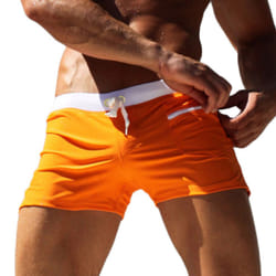 Men Swimming Shorts Swimwear Swim Briefs Underwear Boxer Trunks Pants Summer - Orange, L