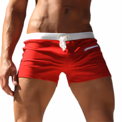Men Swimming Shorts Swimwear Swim Briefs Underwear Boxer Trunks Pants Summer - Red, M