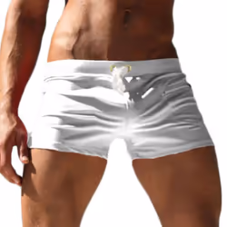 Men Swimming Shorts Swimwear Swim Briefs Underwear Boxer Trunks Pants Summer - White, L