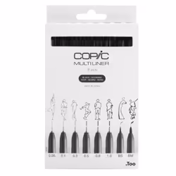 Copic Multiliner, Black, Multi, Round, Pigment-based ink, Box, 8 pc(s)