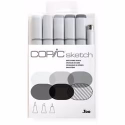 Copic Sketch Set "Sketching Grays" 6 pcs, 6 pc(s), Grey, Light grey, Chisel/Brush tip, Round, Alcohol-based ink, Adult/Child