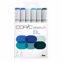 Copic Sketch Set "Sea & Sky", 6 pcs, 6 pc(s), Multicolour, Chisel/Brush tip, Round, Alcohol-based ink, Adult/Child