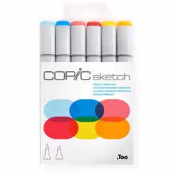 Copic Sketch Set "Perfect Primaries", 6 pcs, 6 pc(s), Multicolour, Chisel/Brush tip, Round, Alcohol-based ink, Adult/Child