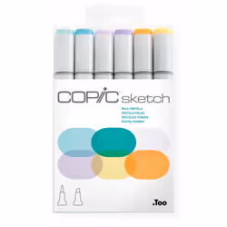 Copic Sketch Set "Pale Pastels", 6 pcs, 6 pc(s), Multicolour, Chisel/Brush tip, Round, Alcohol-based ink, Adult/Child