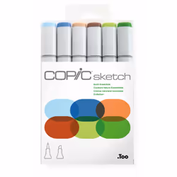 Copic Sketch Set "Earth Essentials", 6 pcs, 6 pc(s), Multicolour, Chisel/Brush tip, Round, Alcohol-based ink, Adult/Child