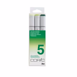 Copic Sketch, 3 pc(s), Green, Light Green, White, Brush tip, Green, Round, Alcohol-based ink
