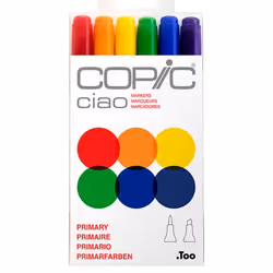 Copic Ciao 6 colors set Primary, 6 pc(s), Ultramarine, Carmine, Chrome orange, Blue violet, Cadmium yellow, Nile green, Assor ...