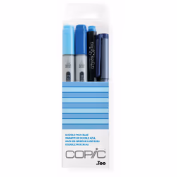 Copic Ciao "Doodle Pack Blue", 4 pcs, 4 pc(s), Blue, Light Blue, Chisel/Brush tip, Round, Alcohol-based ink, Adult/Child