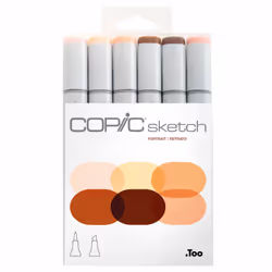 Copic Sketch Set "Portrait", 6 pcs, 6 pc(s), Multicolour, Chisel/Brush tip, Round, Alcohol-based ink, Adult/Child