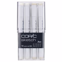 Copic Sketch Set "Warm Grey", 12 pcs, 12 pc(s), Dark Grey, Grey, Light grey, Warm gray, Chisel/Brush tip, Alcohol-based ink,  ...