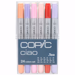 Copic Ciao Set, 24 pcs, 24 pc(s), Multicolour, Chisel/Brush tip, Round, Acrylic-based ink, Adult/Child