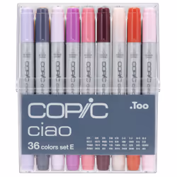Copic Ciao Set E, 36 pcs, 36 pc(s), Multicolour, Chisel/Brush tip, Round, Acrylic-based ink, Adult/Child