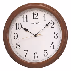 Seiko Wooden Oak Round Battery Wall Clock Arabic Numbers 31cm QXA153B