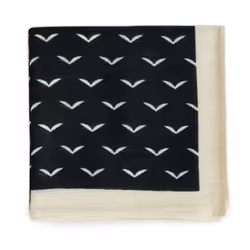 Topdrawer Japanese Handkerchief  100% Cotton  Bird Pattern  Black