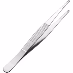 sourcingmap 1 Pcs 5.5-Inch Stainless Steel Straight Blunt Tweezers with Serrated Tip