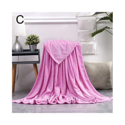 Coral Fleece Blanket Soft Luxury Warm Home Sofa Bed Throw Living Room - Pink, 150x200cm
