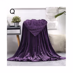 Coral Fleece Blanket Soft Luxury Warm Home Sofa Bed Throw Living Room - Dark purple, 150x200cm