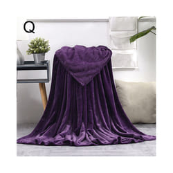Coral Fleece Blanket Soft Luxury Warm Home Sofa Bed Throw Living Room - Dark purple, 180x200cm