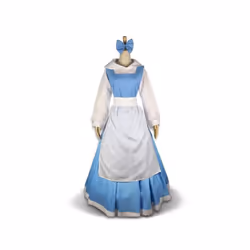 2023 Girls Beauty and The Beast Belle Blue Dress Costume Blue Maid Fancy Dress - S