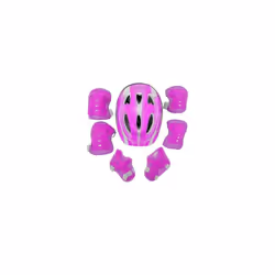 Kids Safety Helmet Boys Girls Skateboard Cycling Bike Knee Elbow Pads 7In Set UK - Rose Red