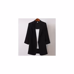 Womens Casual Cotton Linen Blazer Jacket Tops Ladies Loose Button Up Lapel Coat - Black, XL