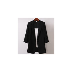 Womens Casual Cotton Linen Blazer Jacket Tops Ladies Loose Button Up Lapel Coat - Black, 4XL