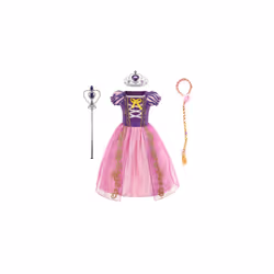 Girl Rapunzel Fancy Dress Up Princess Costume Party Prom Birthday Outfit Clothes - 6-7 Years, Dress+ Accessories Set