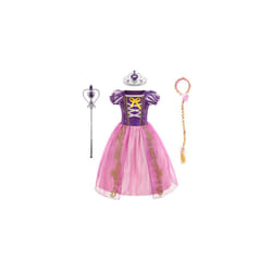 Girl Rapunzel Fancy Dress Up Princess Costume Party Prom Birthday Outfit Clothes - 6-7 Years, Dress+ Accessories Set