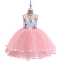 Baby Girls Dress Up Unicorn Flower Party Princess Summer Wedding Outfit Clothing - 6-7
