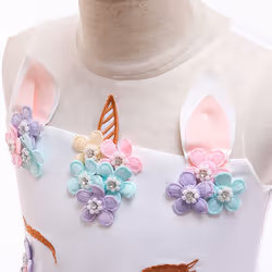 Baby Girls Dress Up Unicorn Flower Party Princess Summer Wedding Outfit Clothing - 6-7